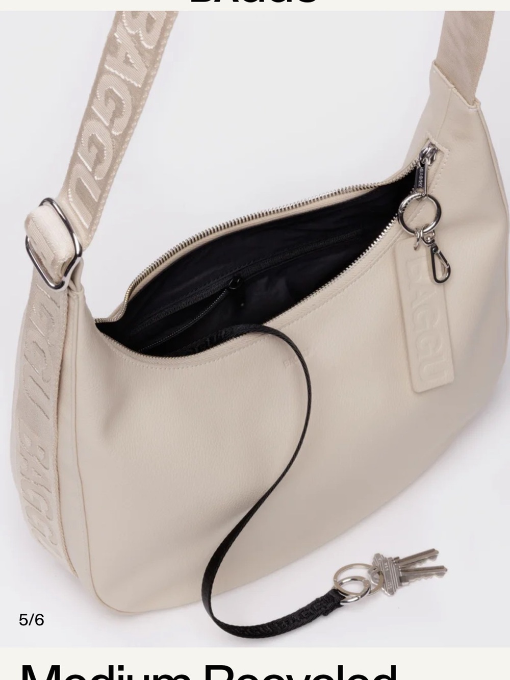 BAGGU - Small Recycled Leather Crescent Bag - Picture 6 of 9
